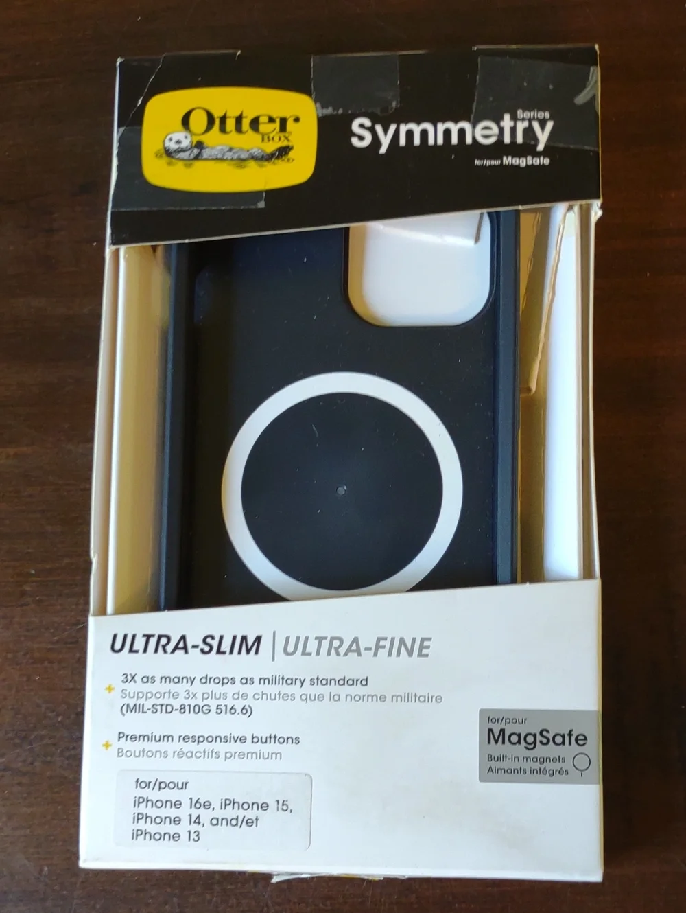 OtterBox Symmetry Series MagSafe Ultra-Slim Case - Black with White MagSafe Ring